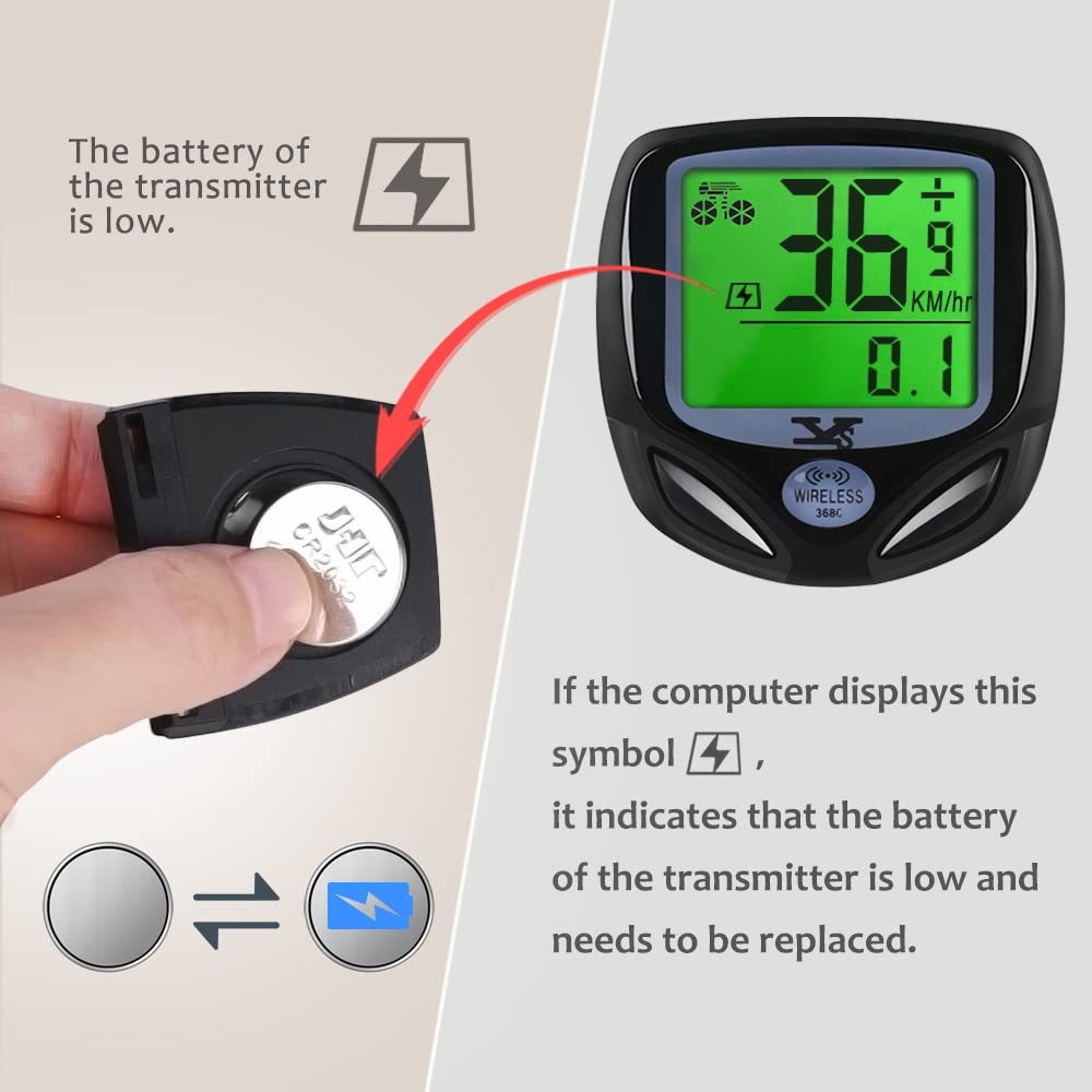 Bicycle Speedometer and Odometer Wireless Waterproof Cycle Bike Computer with LCD Display & Multi-Functions