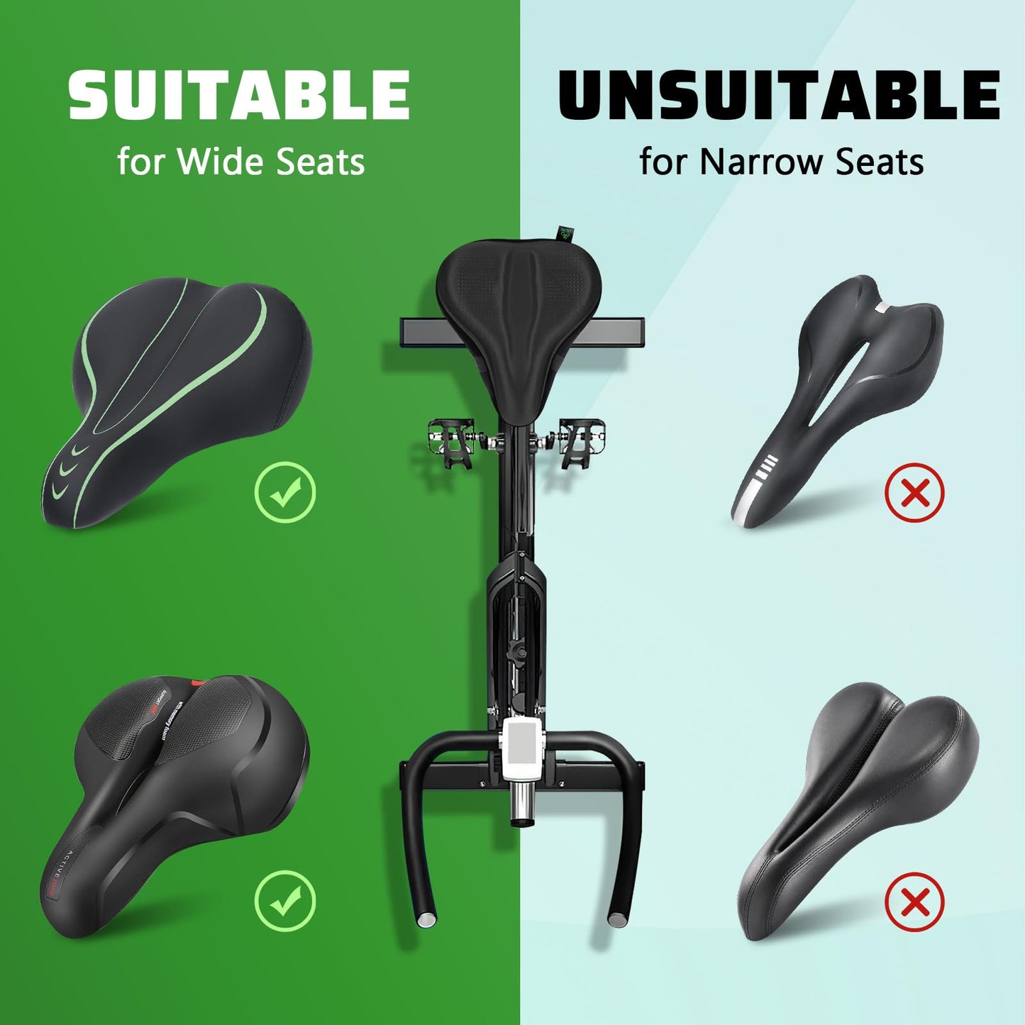 Bike Seat Cushion - Padded Gel Bike Seat Cover for Men & Women, Extra Padding Bicycle Saddle fit with Peloton/Spin Stationary Exercise/Mountain Road Cycling Bike
