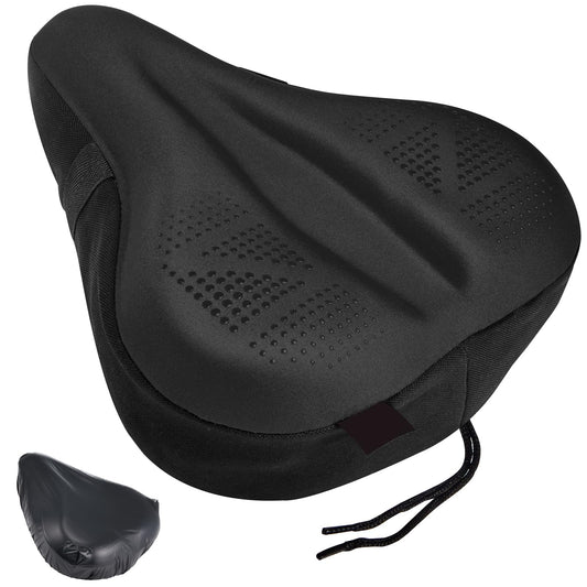 Bike Seat Cushion - Padded Gel Bike Seat Cover for Men & Women, Extra Padding Bicycle Saddle fit with Peloton/Spin Stationary Exercise/Mountain Road Cycling Bike