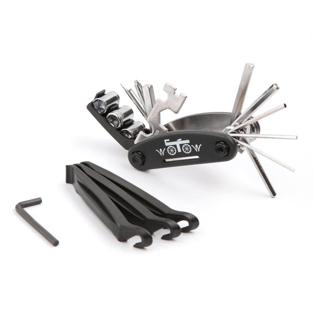 Bike Repair Tool Kit, 16 in 1 Bicycle Multitool with Bike Tire Levers Hex Spoke Wrench, Multi Function Accessories Set for Road Mountain Bikes