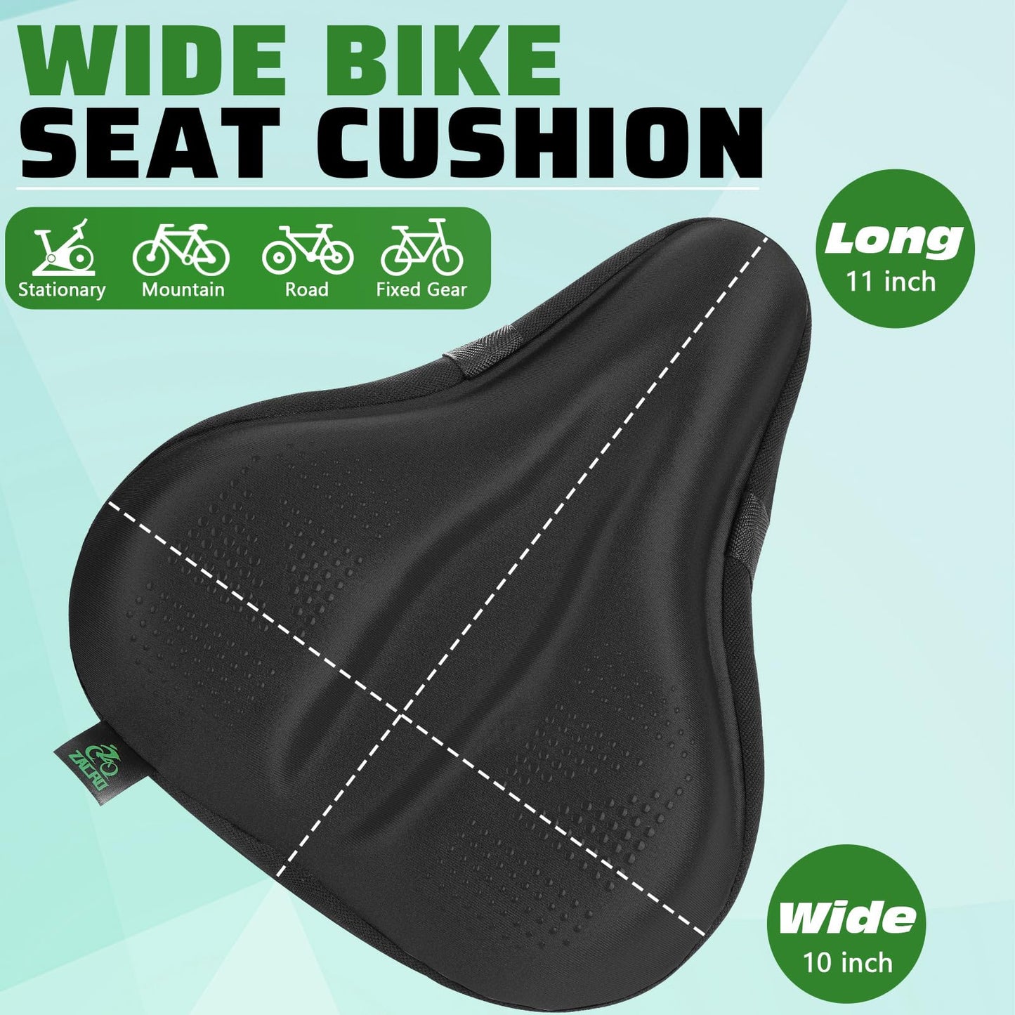 Bike Seat Cushion - Padded Gel Bike Seat Cover for Men & Women, Extra Padding Bicycle Saddle fit with Peloton/Spin Stationary Exercise/Mountain Road Cycling Bike